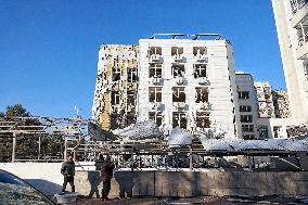 Aftermath of Russian massive drone attack on Odesa