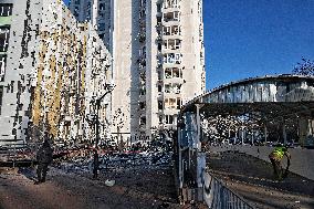 Aftermath of Russian massive drone attack on Odesa