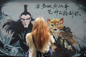 Movie Ne Zha Themed Wall Painting in Hangzhou