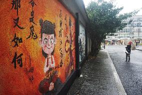 Movie Ne Zha Themed Wall Painting in Hangzhou