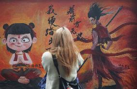 Movie Ne Zha Themed Wall Painting in Hangzhou