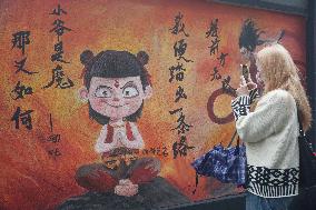 Movie Ne Zha Themed Wall Painting in Hangzhou