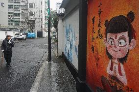 Movie Ne Zha Themed Wall Painting in Hangzhou