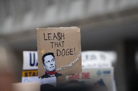 Federal Employees And Supporters Rally At Health And Human Services Against DOGE Cuts