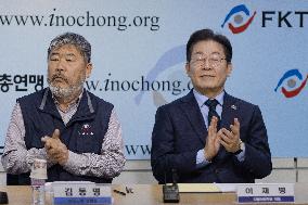 Lee Jae-myung Visits Korean Confederation Of Trade Unions: "Clear Stance On Reducing Working Hours And Four-Day Workweek"