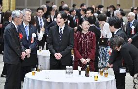 Crown Prince Fumihito at reception for awardees in Tokyo