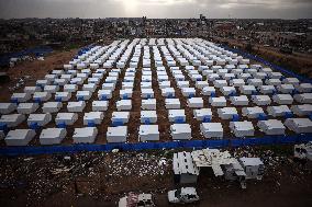 Tents Shelter Displaced Palestinians in Gaza's Al-Zaytoun