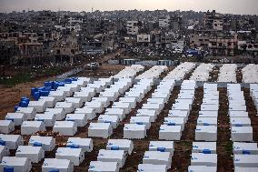 Tents Shelter Displaced Palestinians in Gaza's Al-Zaytoun