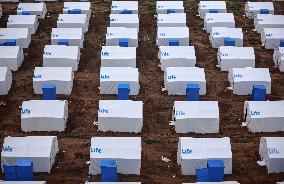 Tents Shelter Displaced Palestinians in Gaza's Al-Zaytoun