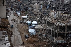 Tents Shelter Displaced Palestinians in Gaza's Al-Zaytoun