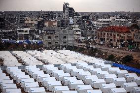 Tents Shelter Displaced Palestinians in Gaza's Al-Zaytoun