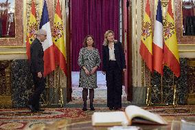 Yael Braun-Pivet Visits The Congress Of Deputies In Madrid - Spain