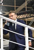 President Macron talks on the phone with Bruno Retailleau following the knife attack in Mulhouse - Paris