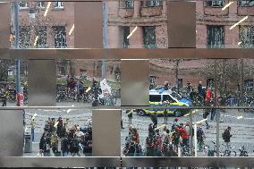 Large Protest Against The Political Rights And The AFD One Day Before The General Election In Germany In Freiburg