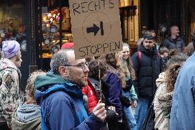 Large Protest Against The Political Rights And The AFD One Day Before The General Election In Germany In Freiburg