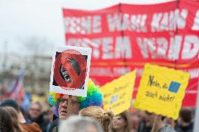 Protest Against AFD In Essen One Day Before The Election Day
