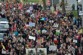 Protest Against AFD In Essen One Day Before The Election Day