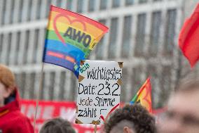 Protest Against AFD In Essen One Day Before The Election Day
