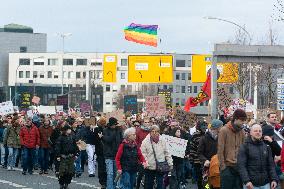 Protest Against AFD In Essen One Day Before The Election Day