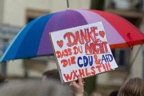 Protest Against AFD In Essen One Day Before The Election Day