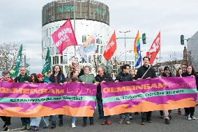 Protest Against AFD In Essen One Day Before The Election Day