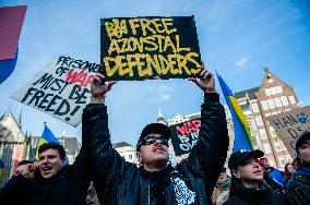 Three Years Of War In Ukraine Demonstration Held In Amsterdam.