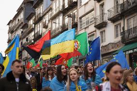 Protest - 3rd Anniversary On The War Ukraine-Russia, In Porto, Portugal