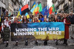 Protest - 3rd Anniversary On The War Ukraine-Russia, In Porto, Portugal