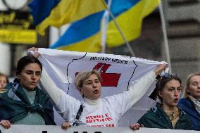 Demonstrators In Rome Mark Third Anniversary Of Russia's War In Ukraine