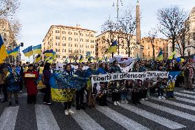 Demonstrators In Rome Mark Third Anniversary Of Russia's War In Ukraine