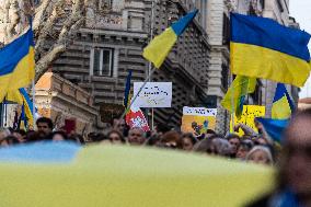 Demonstrators In Rome Mark Third Anniversary Of Russia's War In Ukraine