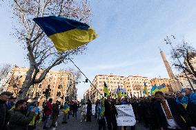 Demonstrators In Rome Mark Third Anniversary Of Russia's War In Ukraine