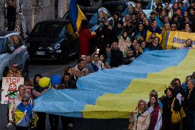 Demonstrators In Rome Mark Third Anniversary Of Russia's War In Ukraine