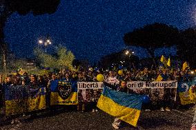 Demonstrators In Rome Mark Third Anniversary Of Russia's War In Ukraine