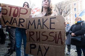 Demonstrators In Rome Mark Third Anniversary Of Russia's War In Ukraine
