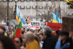 Protest - 3rd Anniversary On The War Ukraine-Russia, In Porto, Portugal