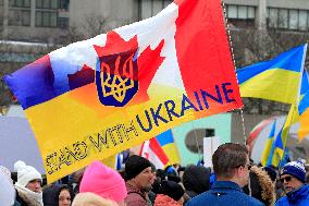 Rally In Toronto, Canada, To Support Ukraine On Third Anniversary Of Russia's Full-scale Invasion.