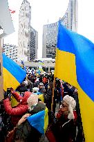 Rally In Toronto, Canada, To Support Ukraine On Third Anniversary Of Russia's Full-scale Invasion.