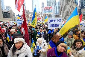 Rally In Toronto, Canada, To Support Ukraine On Third Anniversary Of Russia's Full-scale Invasion.