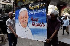 Poster Painting Of Pope Francis In Mumbai