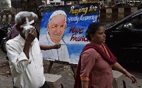 Poster Painting Of Pope Francis In Mumbai