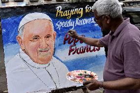 Poster Painting Of Pope Francis In Mumbai