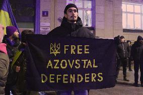 Ukrainians Mark Third Anniversary Of Russian Invasion In Warsaw