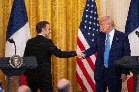 President Macron And Trump Press Conference - DC