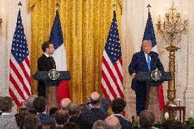 President Macron And Trump Press Conference - DC