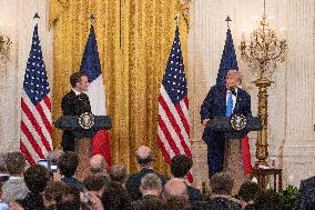 President Macron And Trump Press Conference - DC
