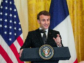 President Trump And French President Macron Hold News Conference