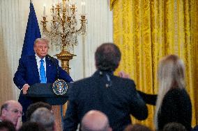 President Trump And French President Macron Hold News Conference