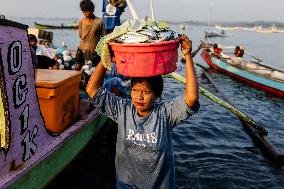 Tanjung Luar Fish Market In Lombok, Indonesia