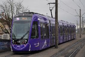 Tram Traffic In The German City Of Freiburg
